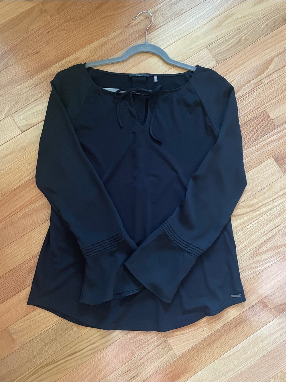 Tahari Black Long-Sleeve Tie-Neck Blouse
